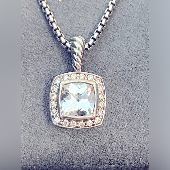 Authentic David Yurman Petite Albion White Topaz Diamond Sterling Necklace 🤍🩶🌻 - Picture 3 of 14